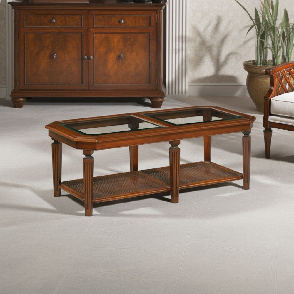 Klassieke salontafel met glas diverse kleuren