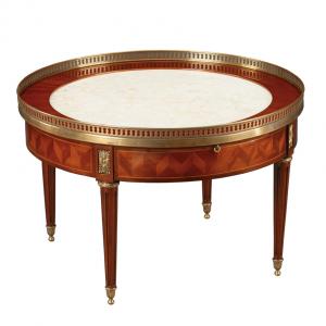 Louis XVI Round Lamp Table Cream Marble 33510