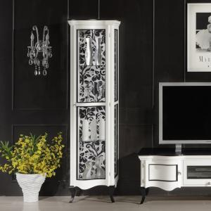 Vitrine smal klassiek wit Art.0058