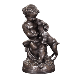 bronzen beeldje 80063 - angel holding lam
