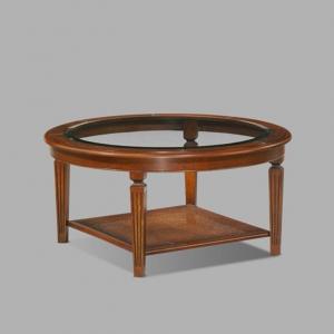 salontafel rond met glas klassiek kersen 5193