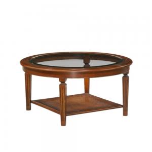 salontafel rond met glas klassiek kersen 5193